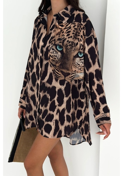 Asprin Fashion Kaplan Desen Tunik Gömlek Leopar