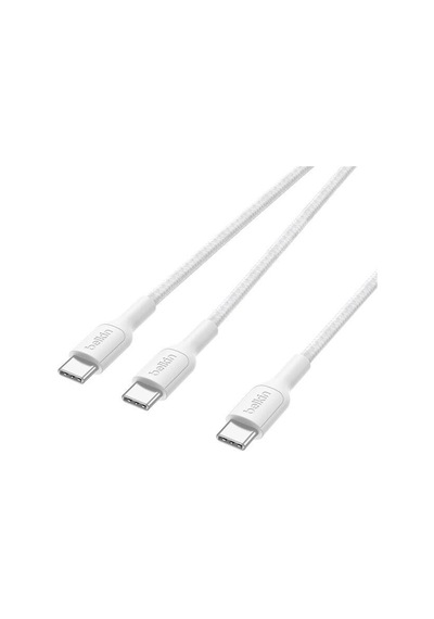 Belkin Cac004hq1.5mwh Boostcharge Pro 140w Usb-c To Dual Usb-c Örgülü Kablo 1.5m - Beyaz