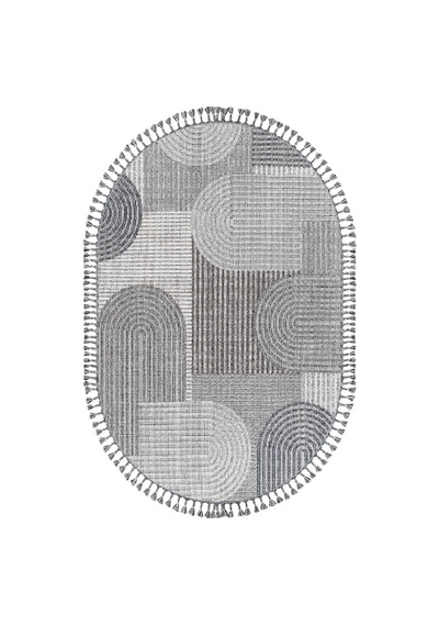 Frenda Home Oslo Pinterest İskandinav Desenli Oval Halı 19480 Gri Gri-bej