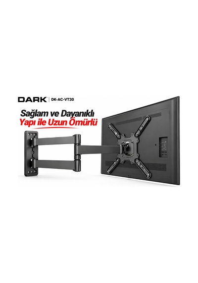 Dark DK-AC-VT30 26"-55" 35kg Hareketli Duvar Tipi TV Askı Aparatı 180°Döner Ayarlanabilir Çift Kollu