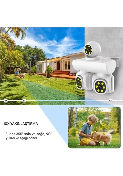 12mp 10x Zoom Üç Lensli Wıfı Güvenlik Kamerası Ptz Su Geçirmez