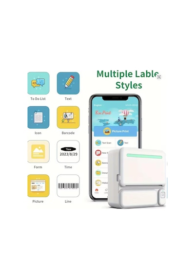 Mini Taşınabilir Yazıcı 13 Rulo Kağıtlı Mürekkepsiz Etiket Yazıcısı Mini Termal Yazıcı 1