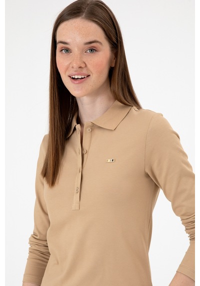 U.S. Polo Assn. Kadın Kum Basic Polo Yaka Sweatshırt 50313593-VR085