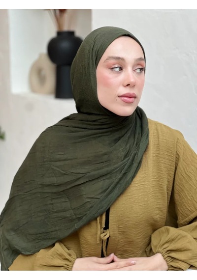 Aminenesil Modakaşmir Bambu Şal Koyu Haki Koyu Yeşil