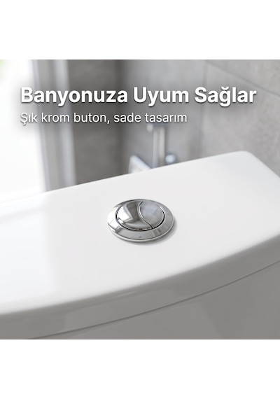 Wasseberg Rezervuar İç Takımı Çift Kademeli 3/6 L Krom Butonlu Alttan Su Girişli Sessiz Dolum Valfli Universal Klozet Rezervuar Takımı Beyaz