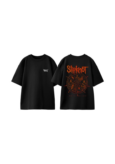 Thewert Slipknot Rock Müzik 16 Tasarım Sırt Baskılı Pamuk Siyah Oversize T-shirt