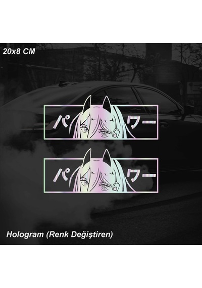 Anime Kız Power Chainsaw Man Jdm Sticker Motosiklet Araba Laptop Sticker Yapışkanlı Folyo Hologram