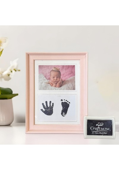 Bebeklere Özel El Ve Ayak İzi Fotoğraf Çerçevesi Pembe