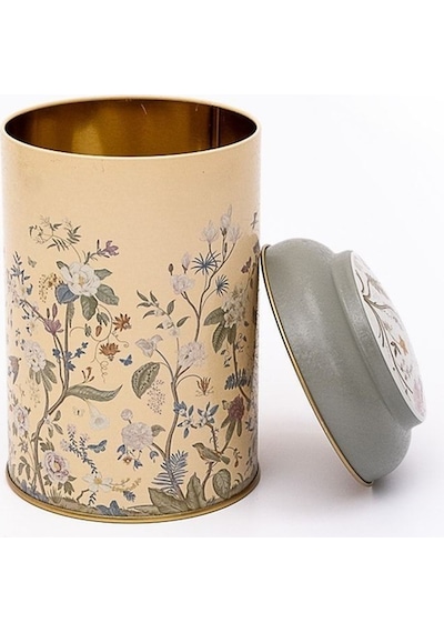 Flora Yellow Desenli Yuvarlak Metal Saklama Kabı, 10,5 X 15 Cm, 1,1 Lt Desenli