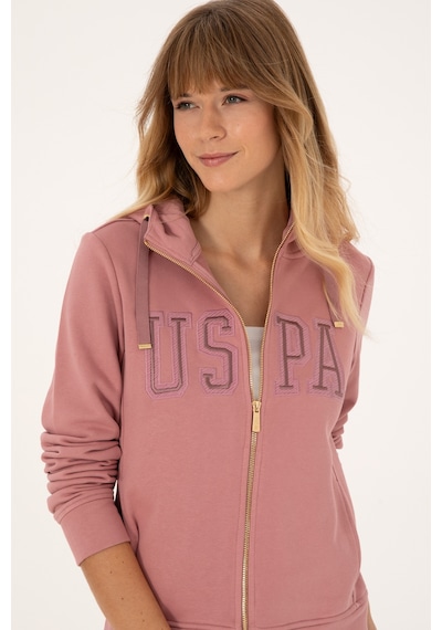 U.S. Polo Assn. Kadın Gül Kurusu Fermuarlı Kapüşonlu Basic Sweatshirt 50307769-VR221 U.S. Polo Assn. Kadın Gül Kurusu Fermuarlı Kapüşonlu Basic Sweatshirt 50307769-VR221