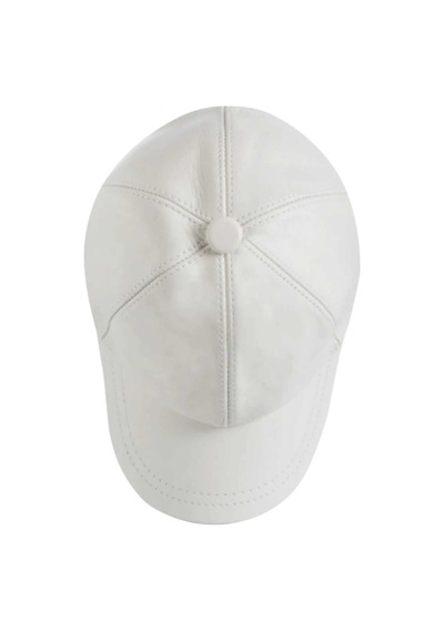 Unisex %100 Deri Arkadan Ayarlanabilir Baseball Kep Şapka Beyaz