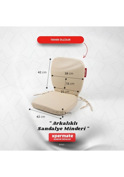 Tr Arkalıklı Sandalye Minderi Oval Bağcıklı Mutfak Bahçe Balkon Minderi Bej Genel