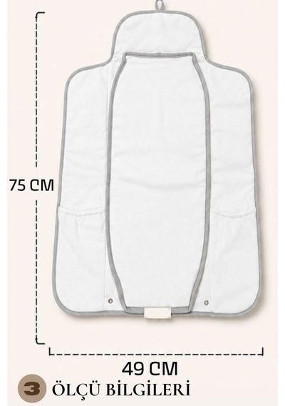 Babydola Seyahat Pratik Alt Açma Minderi Premium Kalite Katlanabilir Bebek Alt Değiştirme Matı Su Geçirmez Cepli Taşınabilir Alt Açma Çantası 49x75 CM