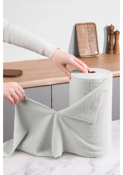 Çok Amaçlı Rulo Mikrofiber Temizlik Bezi 30x30 75 Yapraklı Açık Gri Gri