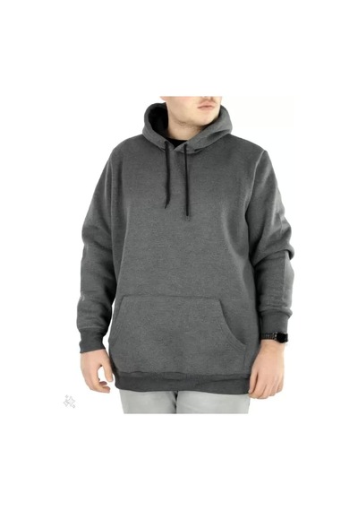 Erkek Uzun Kol Kapşonlu Basic Sweatshirt Hoodie - Füme