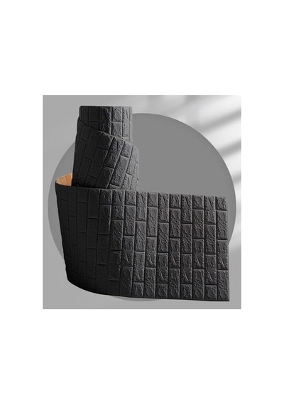Nw06-70x500cm Kendinden Yapışkanlı Siyah Tuğla Desen 3d Duvar Kağıdı Paneli Tek Parça Diğer