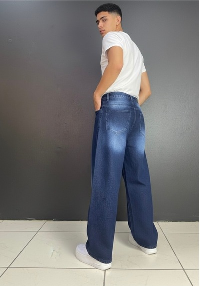 St.poll Unisex Baggy Jeans Lacivert