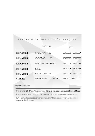 Renault Megan 2 için Dış Kapı Kolu Anahtar Deliği Kapağı