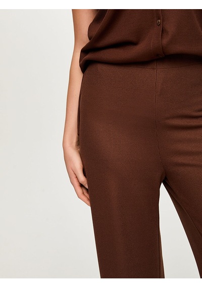 Faik Sönmez Beli Lastikli Triko Görünümlü Wide Leg Fit Pantolon S26pnt032 Us26pnt03230 Kahve