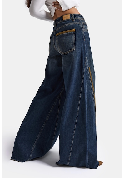 Kadın Koyu Kot 2w6-8 Palazzo Fit Nakış Detaylı Özel Tsarım Denim Jean