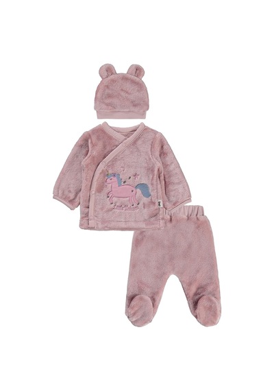 Civil Baby Unicorn Nakışlı Zıbın Takımları - Pembe Pastel Pembe