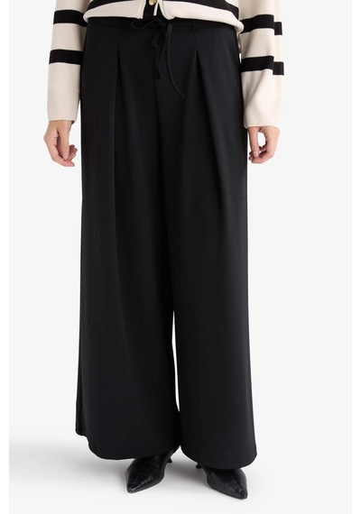Defacto Wide Leg Krep Pantolon G1467ax25aubk81 Siyah