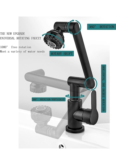 Ahtapot Plus Lavabo Bataryası 1080 Derece Dönebilen Komple Mutfak Batarya Gümüş