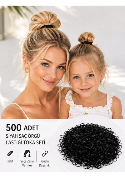 500 Adet Siyah Saç Örgü Lastiğitoka Seti Lastik Toka Seti, Lastik Toka Seti, Toka Organizer, Toka, Kız Çocuk Toka, Toka Organizer Diğer