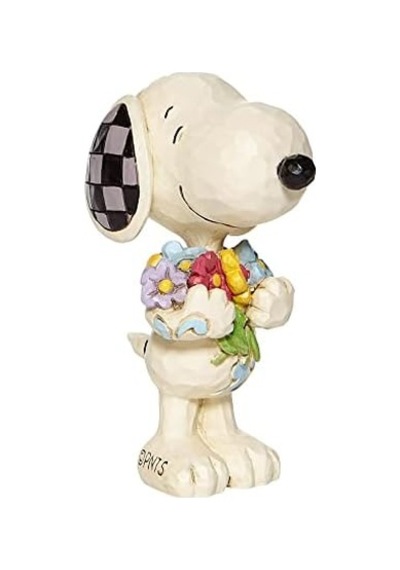 Peanuts By Jim Shore Snoopy Bahar Çiçekleri Tutan Minyatür Heykelcik, 7 Cm, Çok Renkli
