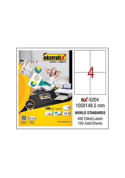 Ekstrafix Laser Etiket 100 Yp 105x148.5 Laser-copy-ınkjet Fix-5204 Diğer