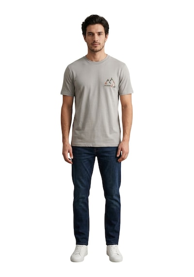 Cazador 44330 Gri Erkek Bisiklet Yaka Tshirt