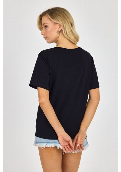 Yapay Zeka Tasarım Dijital Özel Baskılı %100 Pamuklu Penye Regular Fit T-shirt SIYAH