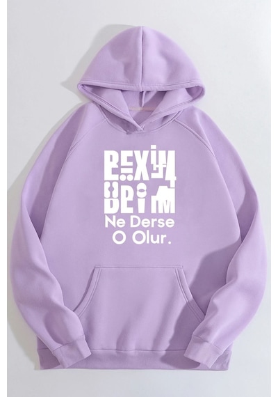Uyguntarz Beyim Ne Derse O Olur Katlamalı Sweatshirt Açık Lila