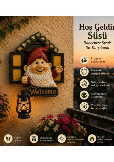 Fenerli Cüce Hediyeli Balkon Bahçe Dekor