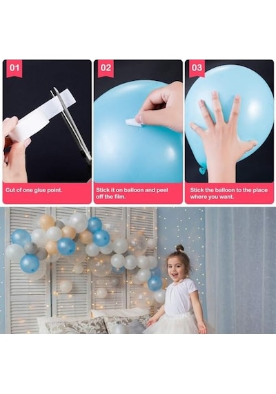 2 Adet Çift Taraflı Yapışkan Balon Yapıştırma Bandı Damla Modeli Ve Uçan Balon Aparatı Yapıştırıcı