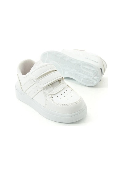 Günlük Unisex Çocuk Şeritli Işıklı Beyaz Sneaker Cırtlı Hafif Rahat Spor Ayakkabı Beyaz