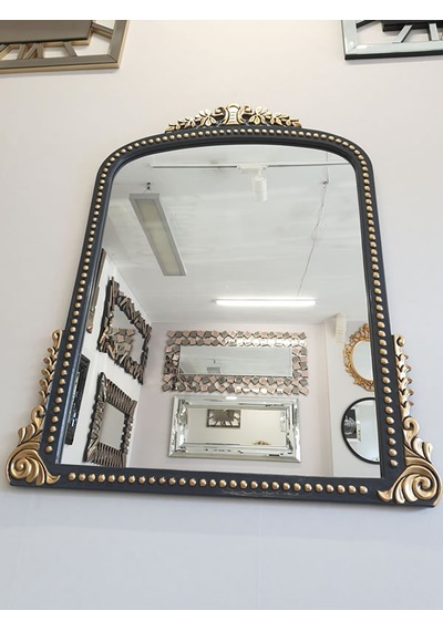 Ayna Denizi Lady Anthracite Gold Model Antrasit Altın Renk Dekoratif Ayna Altın