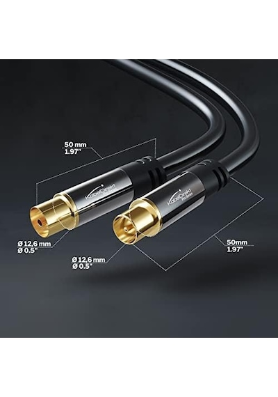 4k Anten Kablosu, Koaksiyel Kablolar 2m Dijital Ve Analog Tv İçin Tv Kablosu, Metal Konnektörler 0,5-20m Arasında Mevcut Fişten Dişi Uca, Dvb-c/dvb-t/dvb-s İçin, Siyah