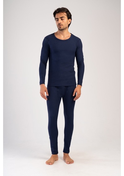 Yake Store Erkek Comfort Kayık Yaka Uzun Kol Iclık Takım - Khakı Haki