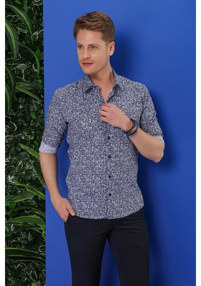Efor G 1541 Slim Fit Lacivert Klasik Gömlek Lacivert