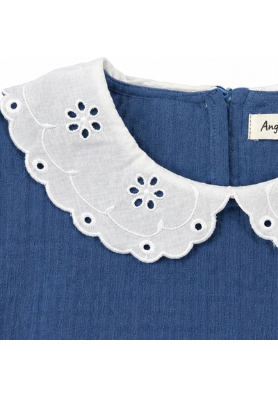 Angel&co. Girls Clothing Brode Yaka Müslin Midi Elbise-mavi Mavi