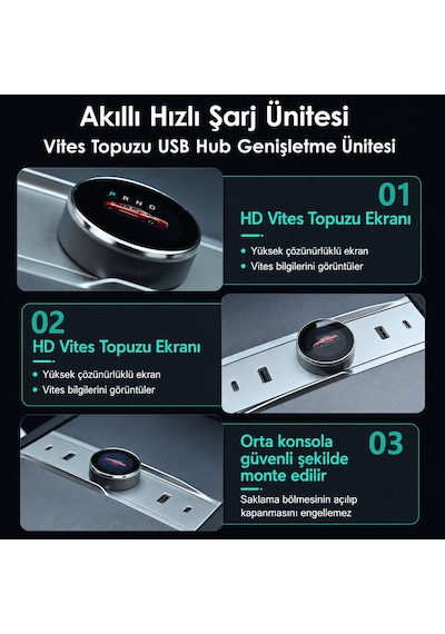 Tesla Model Y Juniper Premium İçin Uyumlu Orta Konsol Vites Paneli