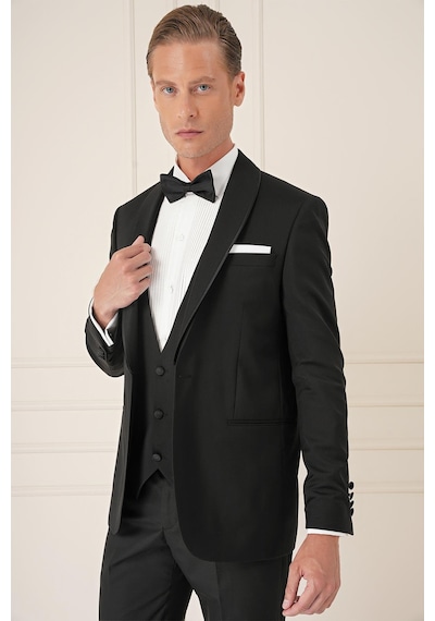 Efor Black 078 Slim Fit Çıkarılabilir Saten Yaka Cerutti Kumaş Yelekli Siyah Damatlık Smokin Takım Siyah Efor Black 078 Slim Fit Çıkarılabilir Saten Yaka Cerutti Kumaş Yelekli Siyah Damatlık Smokin Takım Siyah