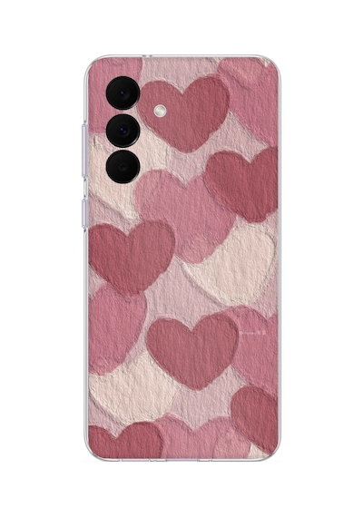 Samsung Galaxy A37 Uyumlu Pastel Gül Kurusu Ve Pembe Kalpli Baskılı Silikon Kılıf