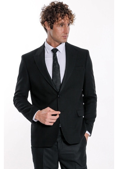 Wessi Desensiz Slim Fit Spor Siyah Erkek Ceket 001