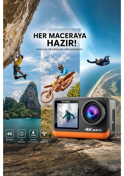 Premium Aksiyon Kamerası Ultra Hd Wifi 4k Ac03 Siyah Sosyal Medya Vlog Anı