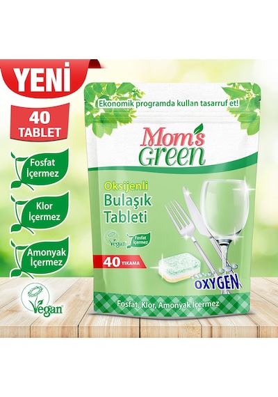 Mom's Green Oksijenli Bulaşık Makinesi Tableti 40 Tablet Mom's Green Oksijenli Bulaşık Makinesi Tableti 40 Tablet