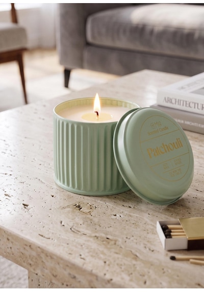 The Mia Calm Patchouli Kokulu Yeşil Kapaklı Mum 600 Gr 10x Beyaz