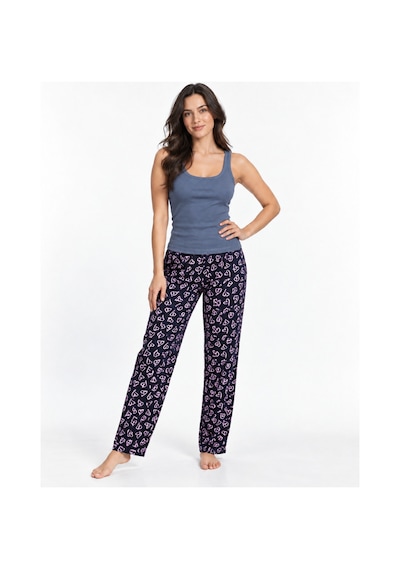 Womanandkids Night Gri Kadın Çizgili Bluz Desenli Askılı Pijama Takımı