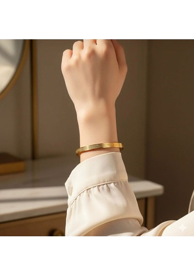 Ayetel Kürsi Bileklik Gold Renk, Paslanmaz Çelik Ayarlanabilir Unisex Tasarım Antrasit